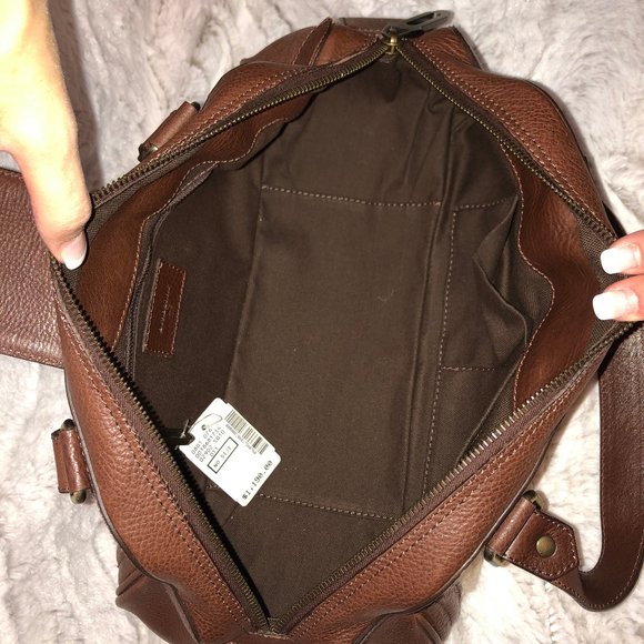 Burberry Cable Knit and Brown Leather Trim Satchel - Picture 5 of 5